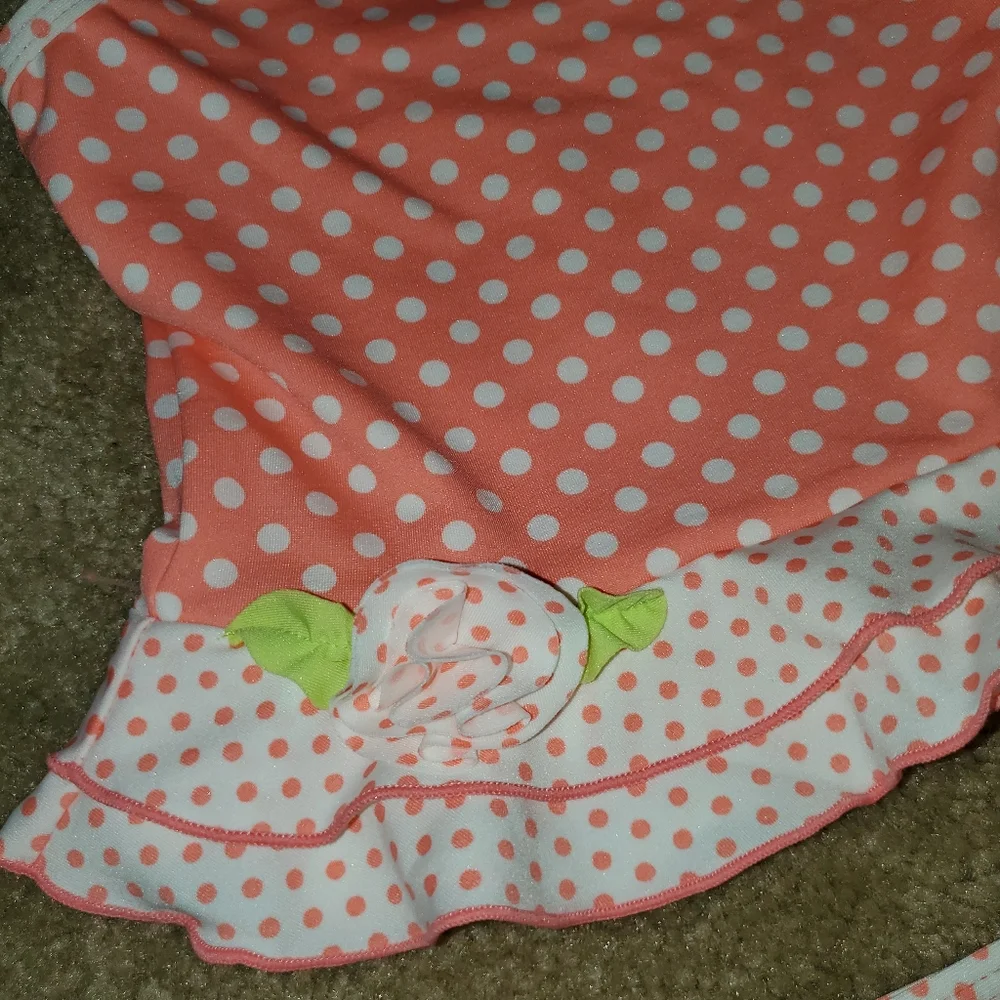 NWT GreenDog Polka Dot Tankini Swimsuit Salmon and White Sz 24 Months